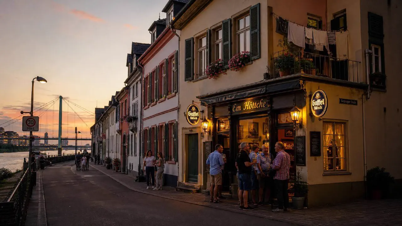 Friedrich-Breuer-Straße in Bonn-Beuel mit Mietshäusern der Gründerzeit, Blick über die Kennedybrücke aufs Bonner Regierungsviertel und Reihenhaus-Lagen Richtung Schwarzrheindorf